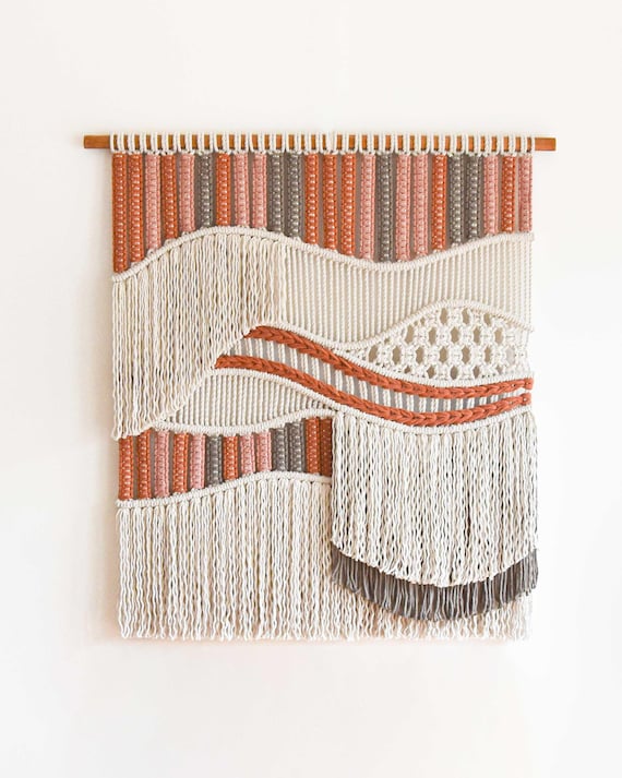 Macrame wall hanging, custom colors + size for your interior decor! Contemporary macrame wall art, woven textile wall art tapestry - FLOW