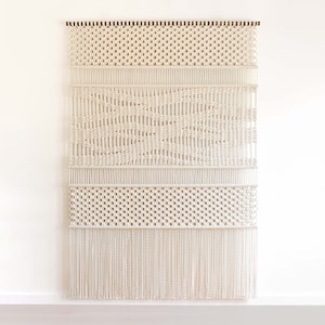 62"x90" Fiber art wall hanging XXL, modern macrame tapestry macrame wall art pattern, woven wall decor, tapestry headboard - Path of Life