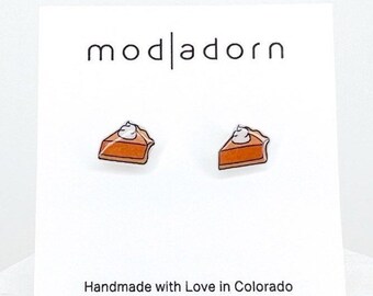 Pumpkin Pie Stud Earrings, Thanksgiving Earrings, Hypoallergenic Stainless Steel Posts, Sensitive Ears, Women Kids Fall Gift
