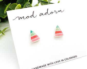 Small Christmas Tree Stud Earrings, Cute Holiday Post Earrings, Lightweight Earrings, Hypoallergenic Stainless Steel Posts, Women Girls Gift