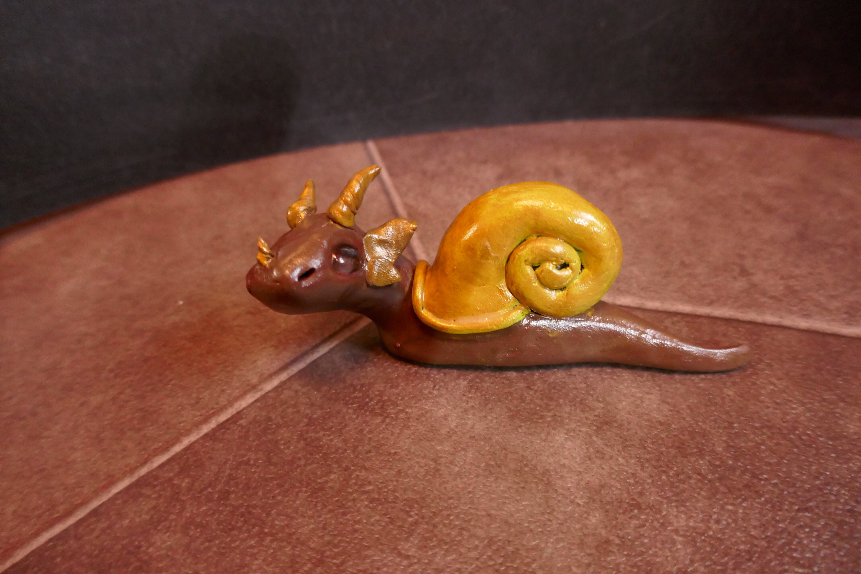 Gold Snail Dragon Handmade Polymer Figurine Etsy