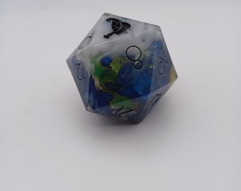Giant Handpainted Cloudy World Map Globe D20