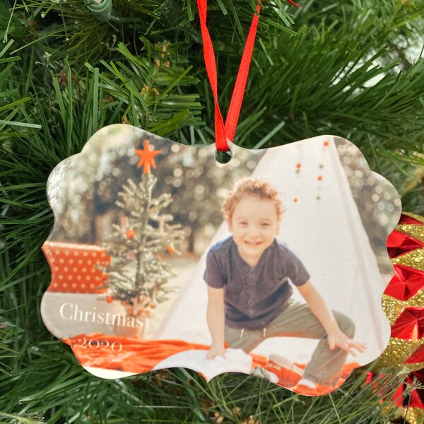 Two sided Picture ornament, Photo gift, Photo ornament, family picture ornament, Christmas ornament, family gift, vertical or horizontal