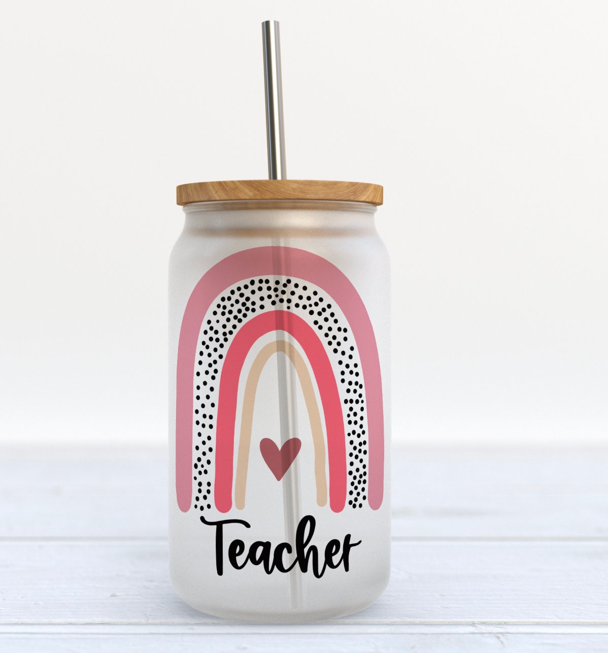 Teacher Appreciation 16 oz Beer Can Glass with Bamboo Lid and Straw – CTM  Photo Gifts, LLC