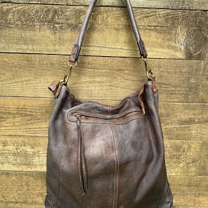Italian Leather Slouch Hobo Handbag