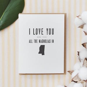 southern love greeting card - magnolias in mississippi