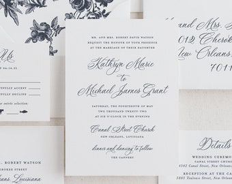 Marie Suite - Formal Calligraphy Style Wedding Invitation Set - Deposit