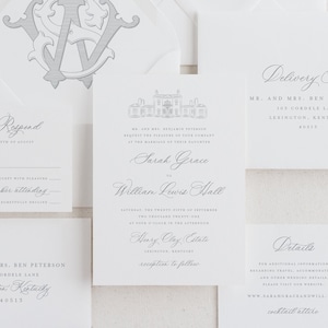 Grace Suite - Custom Venue Illustration Wedding Invitation Set - Deposit