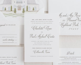 Charlotte Suite - Simple Calligraphy Style Wedding Invitation Set - Deposit