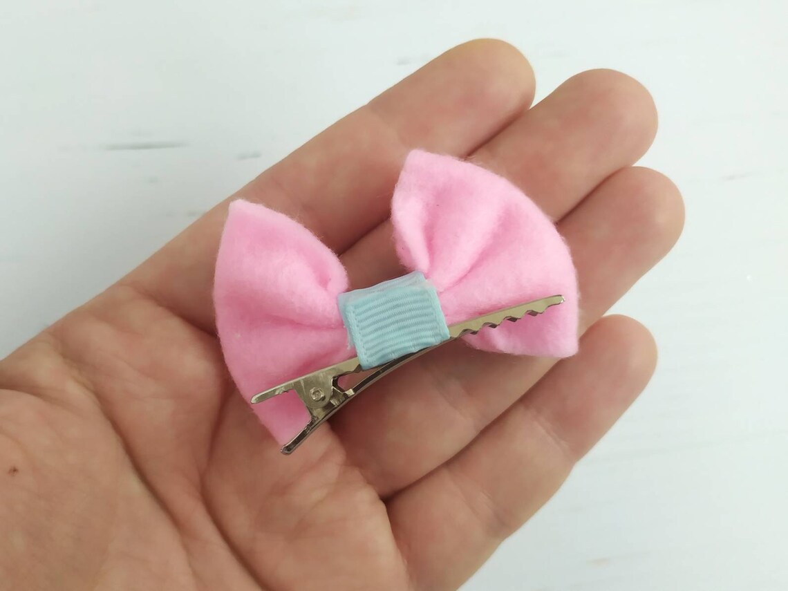 Doll hair clips with pink bow Blythe hair bow Blythe hair Etsy