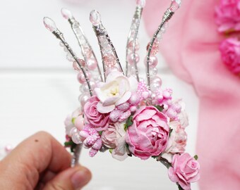 First birthday girl crown Baby cake smash outfit Princess crown headband Princess party pink birthday outfit baby girl headband crown