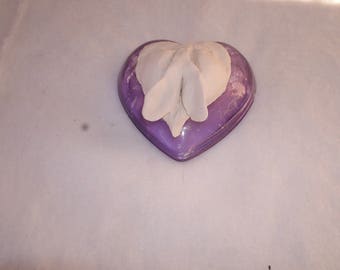 Sculpted Vulva in a Colored Glass Heart-Shaped Candy Dish Lid With Purple Paint Peeling/Chipping 139