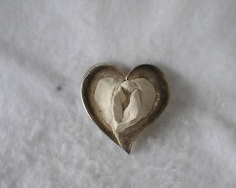 Sculpted Vulva in an Asymmetric Silver Heart-Shaped Metal Candy Dish 190