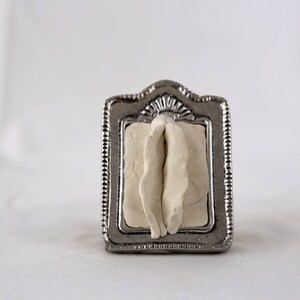 Sculpted Vulva in a Tin Frame (With Integral Wooden Stand) 32