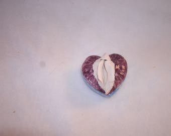Sculpted Vulva in a Glazed Plaster Heart-Shaped Lidded Trinket Dish 151