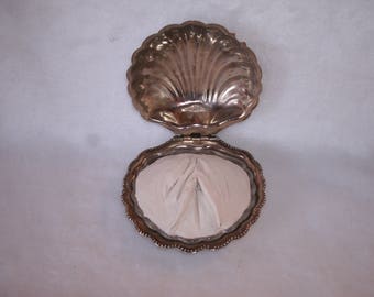 Sculpted Vulva in an Oyster-Shaped Metal Candy Dish With Hinged Lid Removable Glass Liner 159
