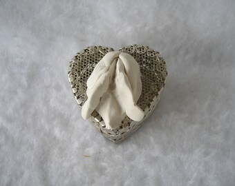 Sculpted Vulva in a Metal Heart-Shaped Trinket Holder With Lid 196