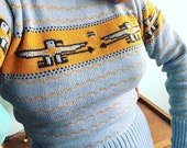 Vintage 40s inspired Thunderbird wool sweater Made by order only