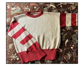 50's CAMPUS SPORTSWEAR ヴィンテージ ニット Med, Vintage 1950s Campus Sportswear Rayon Zip up Jacket, Red, F