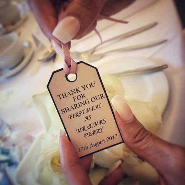 First meal tags, wedding tags, thank you tags, thank you for sharing, wedding meal tags, wedding tags, receptions meal tags