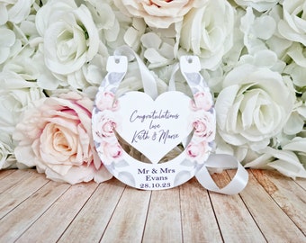 Vintage Style Floral Rose Wedding Horseshoe, Good Luck Newlywed Wedding Gift