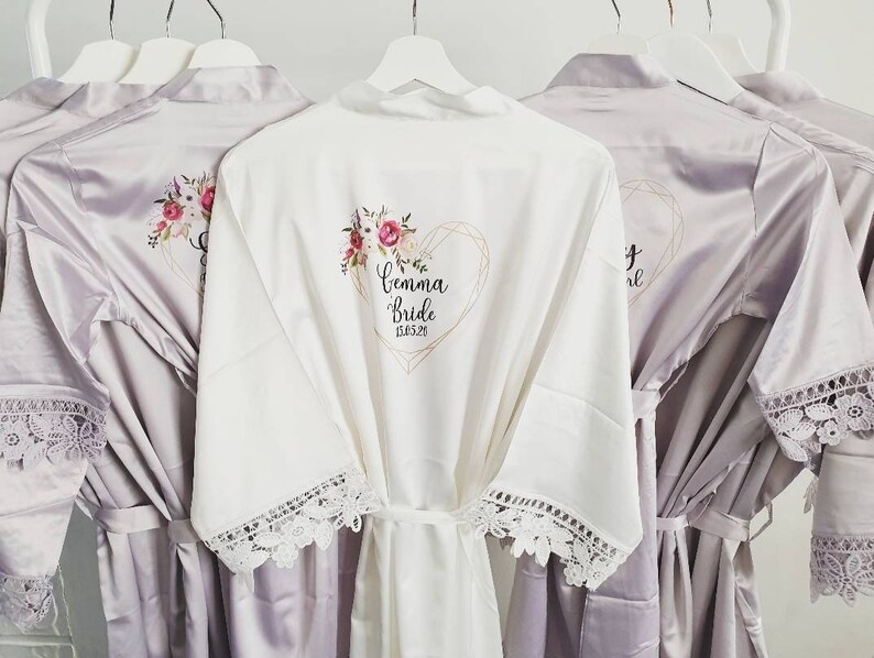 Personalised Bridal Robe Wedding Lace Dressing Gown Bridal - Etsy UK