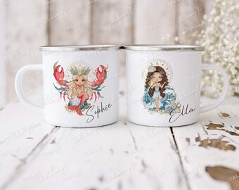 Personalised Horoscope Enamel Mug, Star sign mystical mug, zodiac design gift