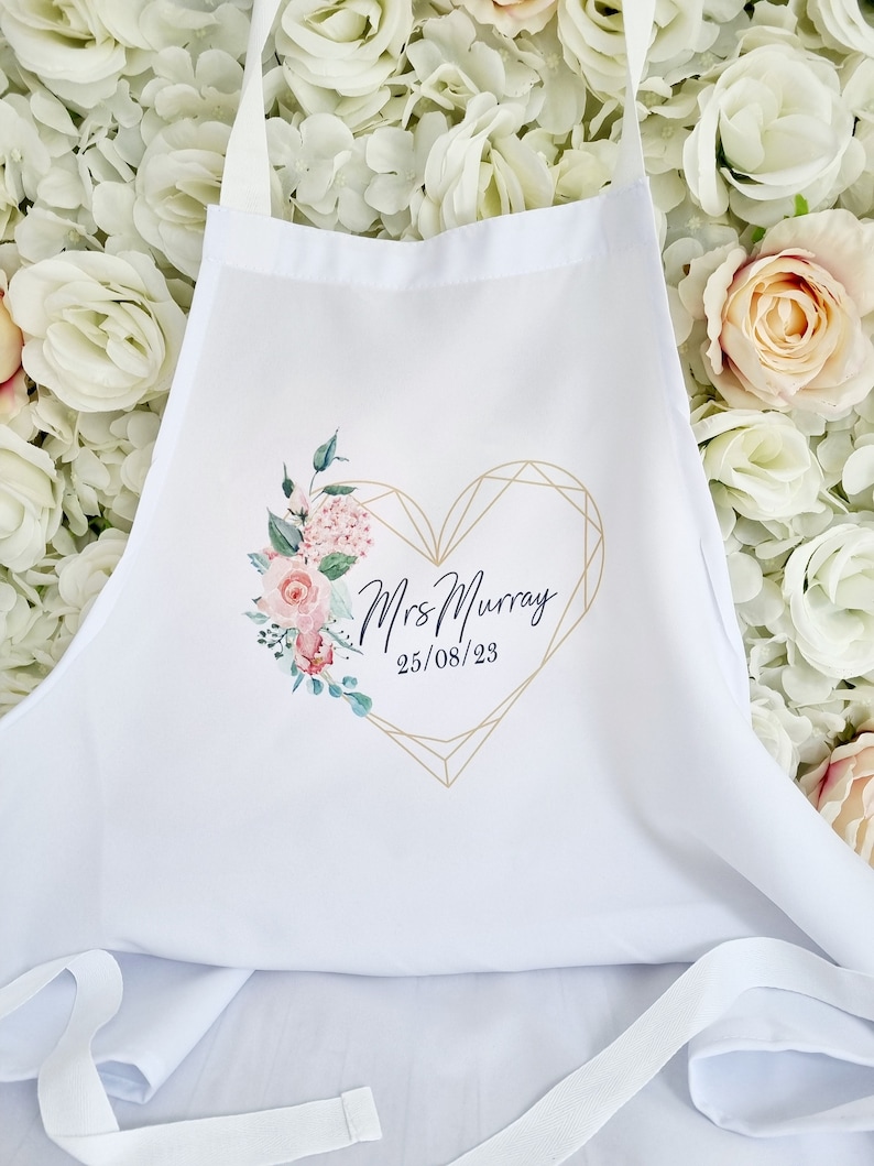 Personalised wedding apron, bride apron, wedding dress apron, custom bride apron image 8