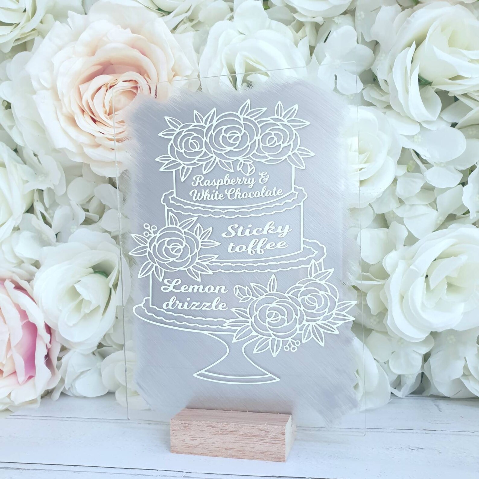 Wedding Cake Sign Cake Flavour Sign Acrylic Wedding Sign Etsy