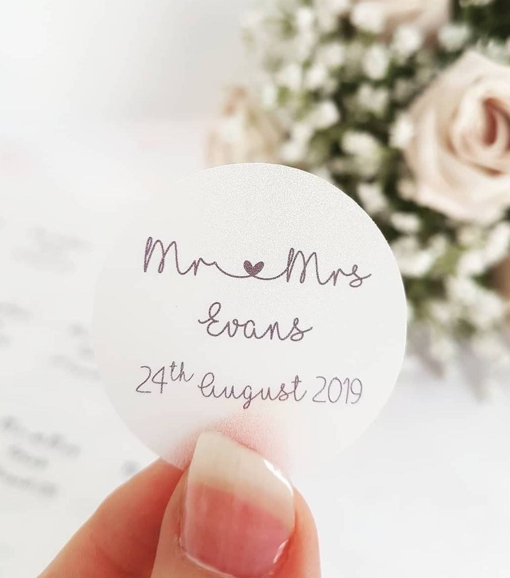 Personalised wedding stickers favour stickers clear wedding Etsy