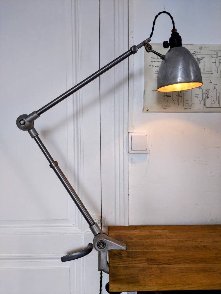 Lampe de Bureau Articulée Vintage Pince Étau