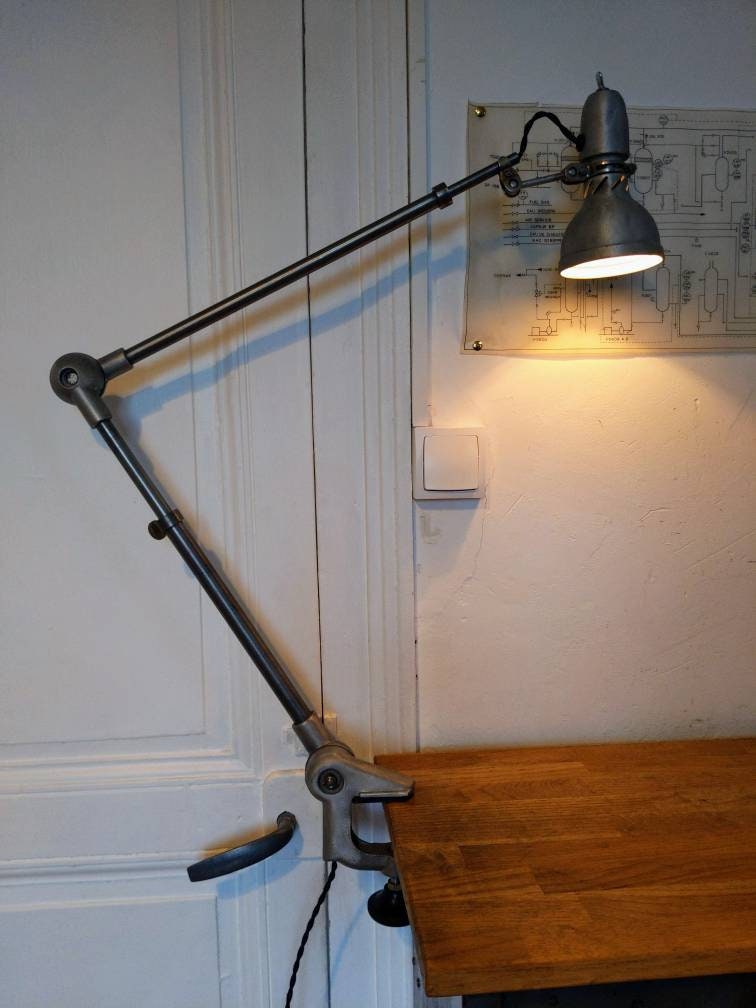 Lampe de Bureau Articulée Vintage Pince Étau