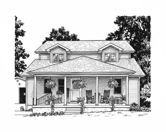 Custom House Sketch from Photo, Personalized Home Portrait (Digital Download)