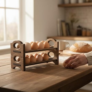 Egg Bed Tray - Stackable Shelf Display Holder for Kitchen - Farm Fresh Storage - Decor Stand