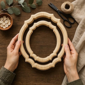 Unfinished Wood Frame Scalloped Edge: Pine Blank for DIY Crafts and Decoupage