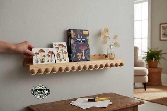 Scalloped bobbin floating Shelf: Nursery Bookshelf, "Flip-able"