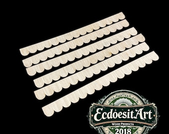 Scalloped Trim: Classic Shelf Edge Border 6pc Set. Peel and stick.