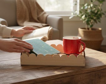 1. Scalloped and Bobbin Tray – Handcrafted Decorative Organizer, Ideal Gift for  Homeowners.