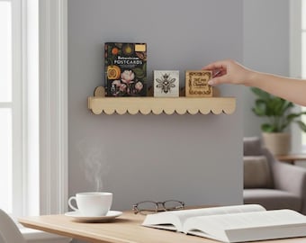 Scalloped floating Shelf: Nursery Bookshelf, Reversible, "Flip-able"