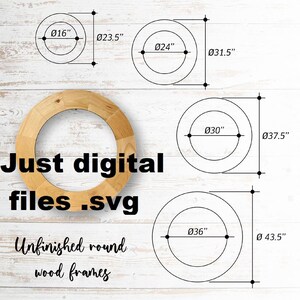 Round Wooden Frames Digital Design Files: 12 Piece Set DIY Decor