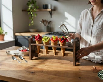 Wooden charcuterie cone holder, 10 holes. varios applications or uses.