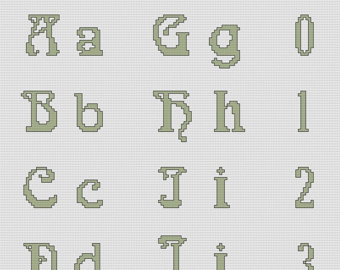 COMPLETE ALPHABET SAMPLER Letters - Numbers Counted Cross Stitch digital pattern (Upper= .75" Lower Case= .50") (Color & bw Charts with Key)