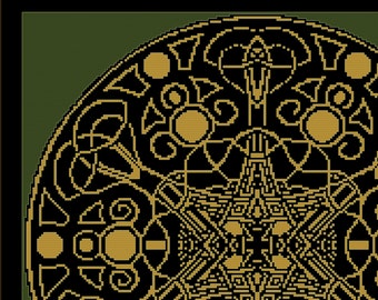 Large CELTIC  KNOT  MEDALLION  Cross Stitch Pattern (approx. 11"x 12")(Black-n-White and Color Chart & Key)