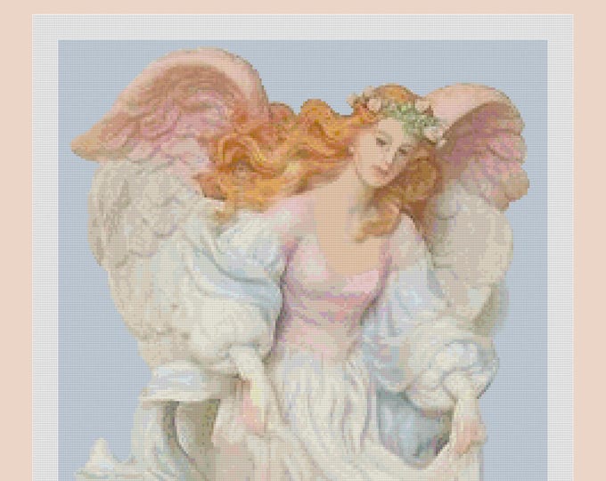 GUARDIAN ANGEL 2 Cross Stitch Pattern (approx. 11" x 18")(Enlarged Color Key & Charts)