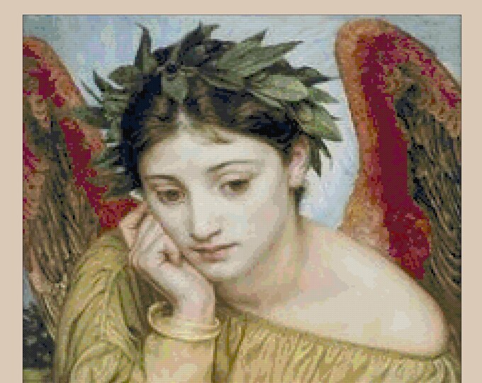 ANGEL Cross Stitch / Needlepoint Pattern (approx. 10" x 14") (Enlarged Color Key & Charts)