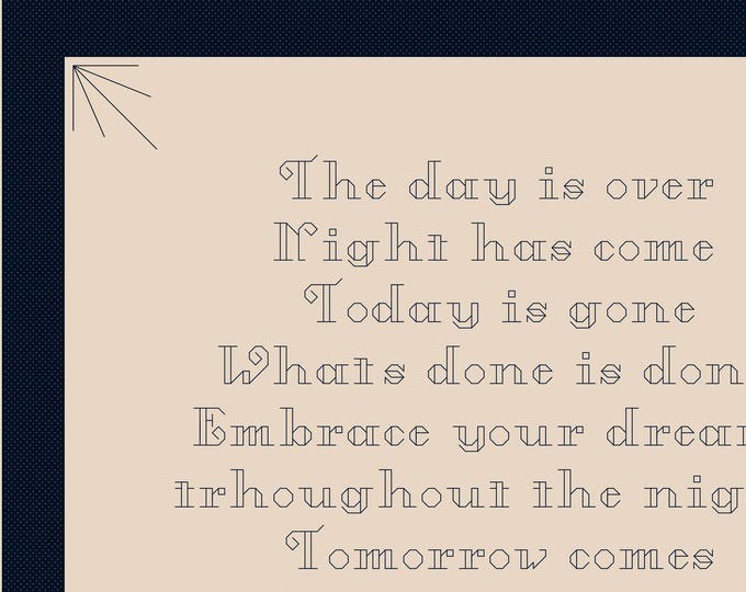 Goodnight Prayer - WHOLE NEW LIGHT Sampler Cross Stitch Pattern (approx. 7.5" x 6")(Color Key & Chart)