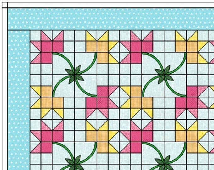 SPRING is in the AIR Quilt Pattern (Traditional Piecing Applique Quilting) (approx. 56" x 56") (Diagrams & Illustrations)