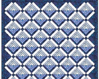 BABY BLUES Log Cabin Quilt Pattern (Traditional and Strip Quilting) (approx. 38" x 45") (Log Cabin Block Template & Illustrations)