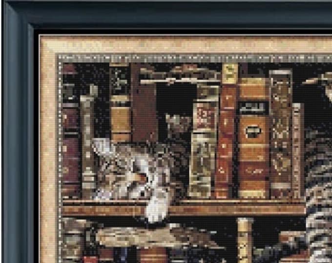 CAT NAP Cross Stitch 22ct Pattern (approx. 9.4"x 7.4")(Enlarged Color Key & Charts)