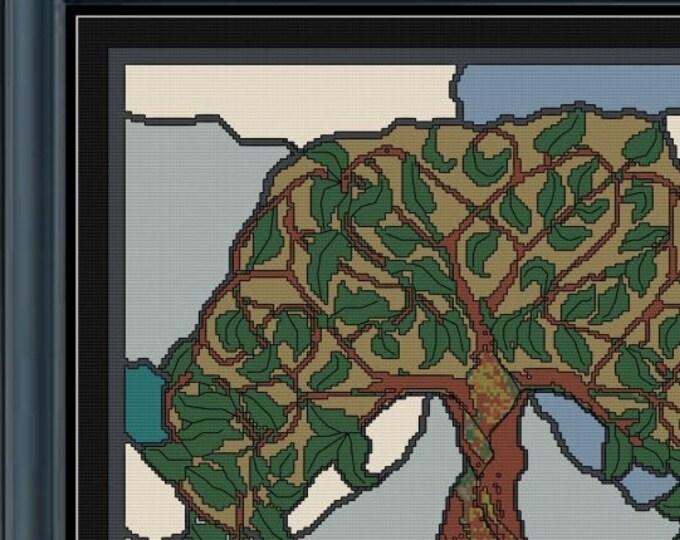 Stained Glass "CELTIC TREE of LIFE"    Cross Stitch Pattern (approx. 11"x 11")(Color Chart & Keys)